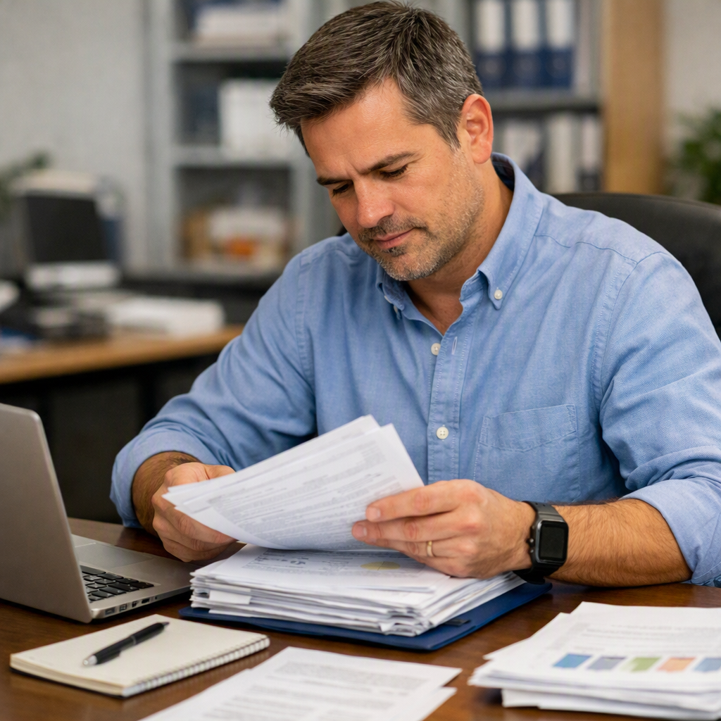 Profesional trabajando con documentación